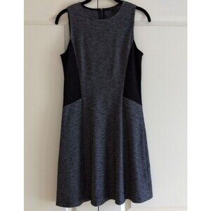 THEORY Sleeveless Mini Dress Jemma Fit Flare‎ Heather Black Side Panels Size 6